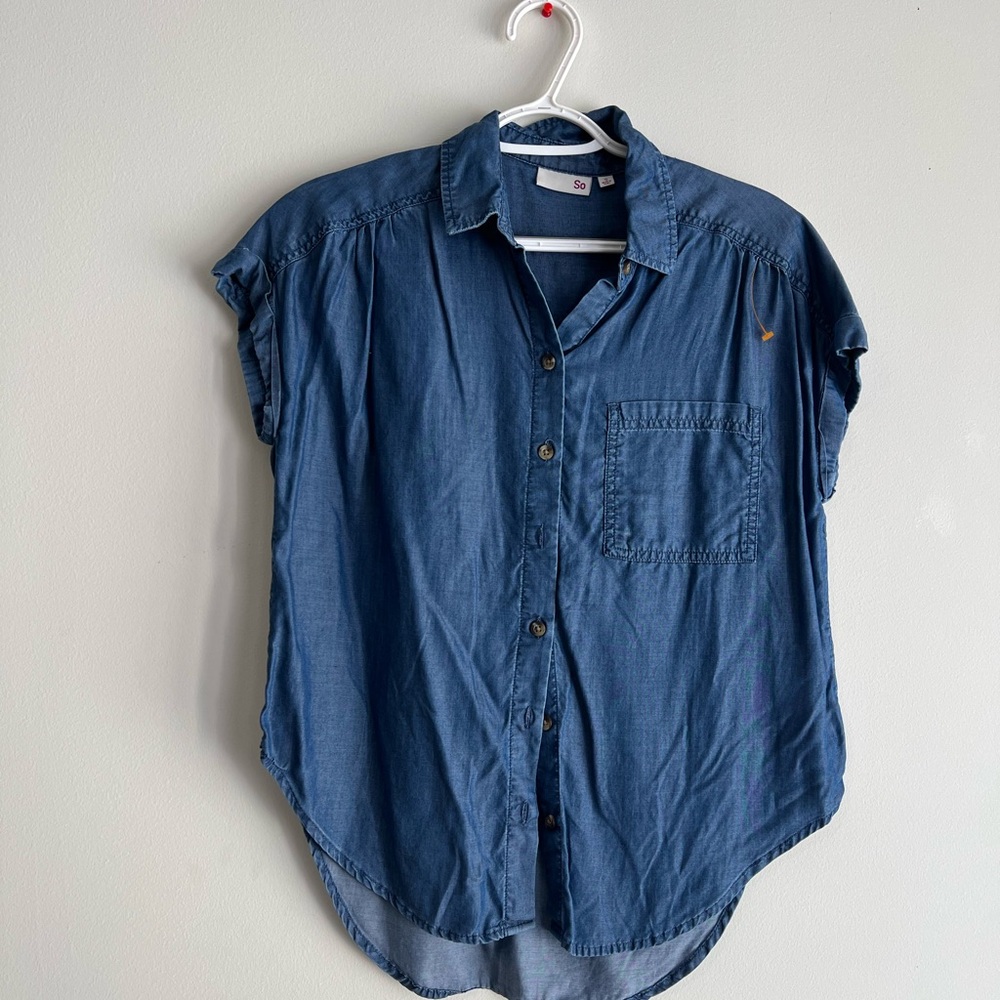 SO Women's Blue Button Down Shirt